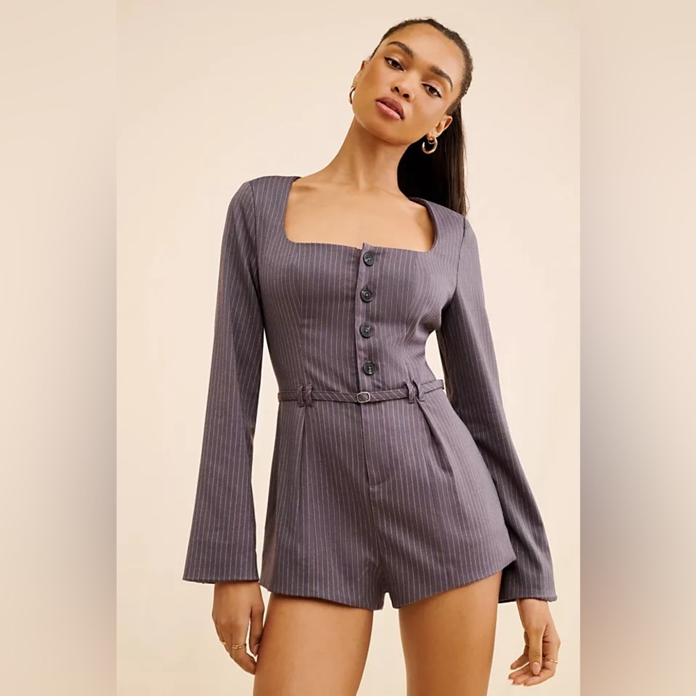 FREE PEOPLE | new with tags Paloma pinstriped romper |size medium